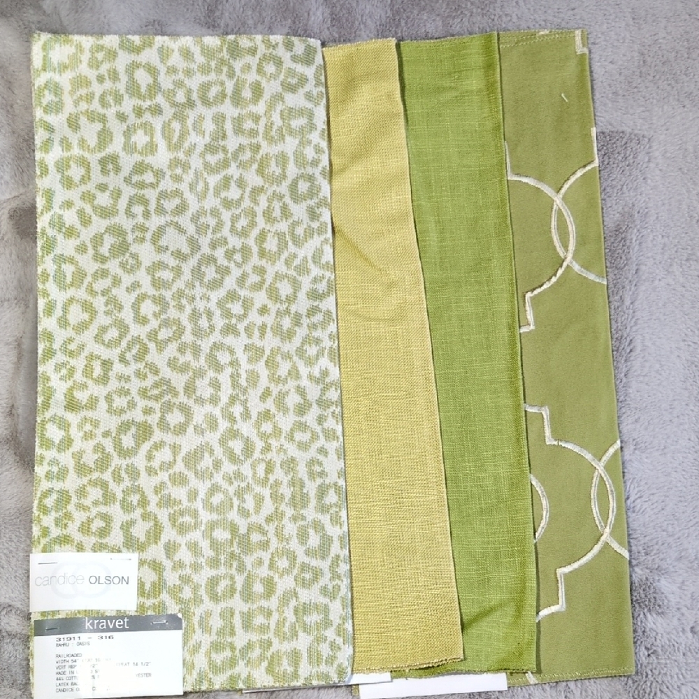 Coordinating Fabric Selectionin Green Tones from Kravet Fabrics - 4 pieces